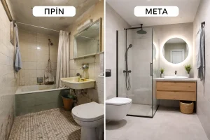 ανακαίνιση μπάνιου πριν και μετά με οικονομικές λύσεις