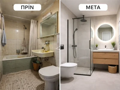 ανακαίνιση μπάνιου πριν και μετά με οικονομικές λύσεις